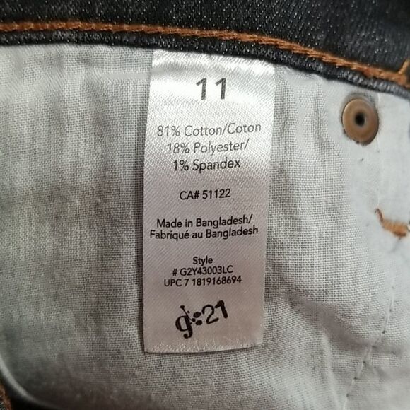 🎁5/$25 G21 Jeans Women's Size 11 Black Washed 5 Pocket Button Zipper Closure - Picture 3 of 7